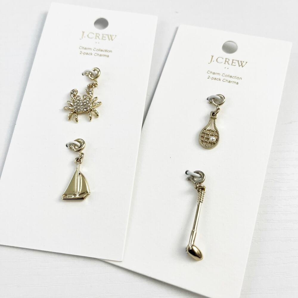 NEW J. Crew Gold Tone Charms - Lobster Boat Tennis & Golf